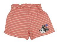 Růžovo-bílé pruhované bavlněné kraťasy s Minnie zn. George
