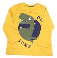 Hořčicové triko s dinosaurem F&F