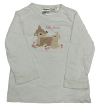 Bílé pyžamové triko se srnou a zajícem H&M