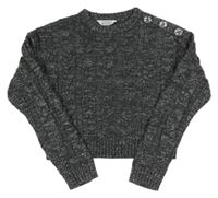 Tmavošedý třpytivý crop svetr s knoflíky Primark