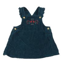 Tmavozelené manšestrové šaty s všivkou 