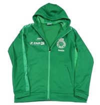 Zelená softshellová sportovní bunda s nápisy a kapucí JAKO