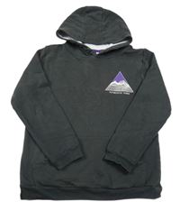 Tmavošedá mikina s potiskem a kapucí Tu