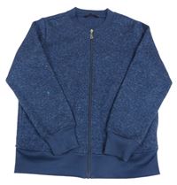 Tmavomodrá melírovaná pletená propínací mikina Tchibo