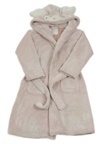 Světlerůžový chlupatý župan s ušima a kapucí F&F