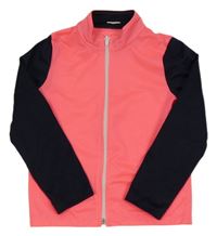 Neonově růžovo-tmavomodrá sportovní propínací mikina Decathlon