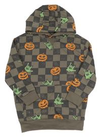 Šedá kostkovaná mikina s dýněmi a kapucí George