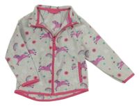 Šedá fleecová propínací mikina s jednorožci Dunnes