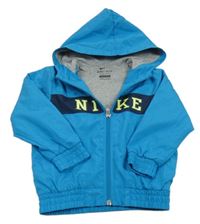 Modro-tmavomodrá šusťáková sportovní bunda s kapucí Nike