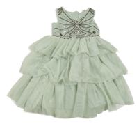 Zelenkavé tylové slavnostní šaty s flitry H&M