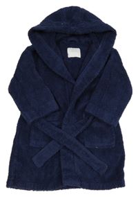 Tmavomodrý froté župan s páskem a kapucí Next 