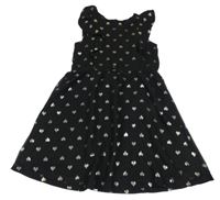 Černé šifonové šaty se srdíčky a volánky H&M