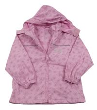 Růžová květovaná nepromokavá jarní bunda s kapucí C&A