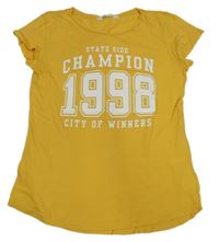 Žluté triko s nápisem H&M