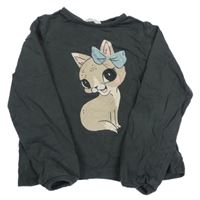 Tmavošedá mikina s liškou H&M