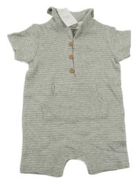 Nové - Šedý žebrovaný kraťasový overal s límečkem Next