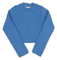 Modrý žebrovaný crop svetr Zara