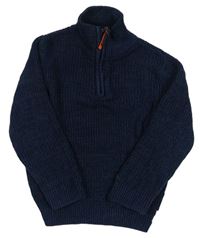 Tmavomodrý melírovaný svetr se stojáčkem zn. H&M