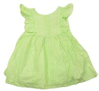 Neonvově zelené madeirové šaty s volánky Nutmeg