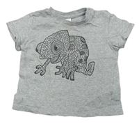 Šedé melírované tričko s chameleonem Topolino
