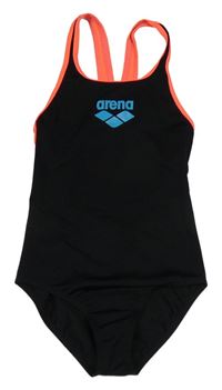 Černo-neonově oranžové jednodílné plavky Arena