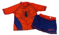 2set - Červeno-tmavomodré UV tričko se Spider-manem + kraťasy Marvel
