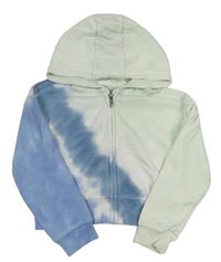 Světlezeleno-modrá propínací crop mikina s kapucí Primark