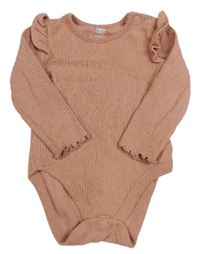 Růžové žebrované body s volánky F&F