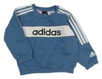 Modrá mikina s logem a pruhy Adidas 