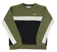 Khaki-černo-bílá mikina Minoti 