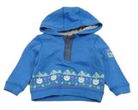 Modrá mikina s medvídky a kapucí Tu