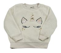 Pudrová chlupatá mikina s jednorožcem C&A