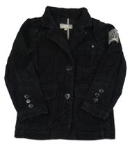 Šedé sametové manšestrové sako s nápisem We