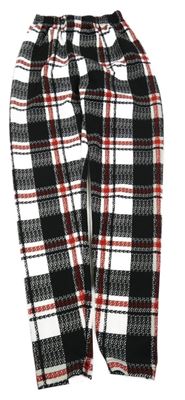 Černo-bílo-červené kostkované legíny Shein