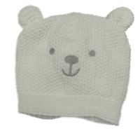 Bílá pletená podšitá čepice s medvídkem George 