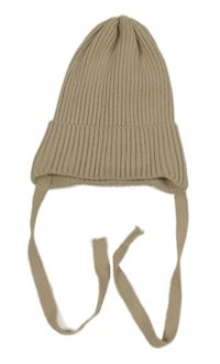 Béžová žebrovaná pletená podšitá čepice 