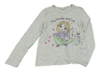 Šedé melírované triko s holčičkou Kids