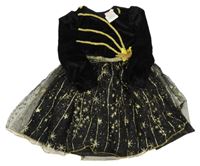 Kostým - Černé sametovo/tylové šaty s kometami 