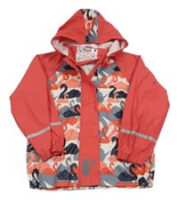 Červená nepromokvá bunda s labutěmi a kapucí Lupilu