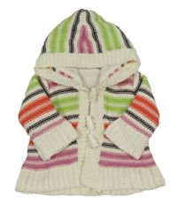 Smetanovo-barevný pruhovaný svetr s kapucí George 