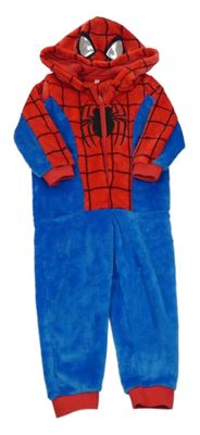 Kostým - Safírovo-červená chlupatá kombinéza s kapucí - Spider-man
