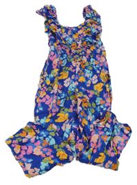 Modro-barevný kytičkovaný kalhotový letní overal Monsoon 