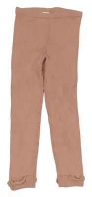 Světlerůžové žebrované pletené legíny s volánky George 