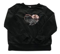 Černá sametová mikina se srdíčkem z flitrů Little kids