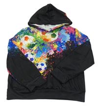 Černá mikina s míči a kapucí Shein