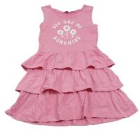 Růžové bavlněné vrstvené šaty s kytičkami Lily & Dan