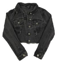 Tmavošedá riflová crop bunda s prošoupáním Select