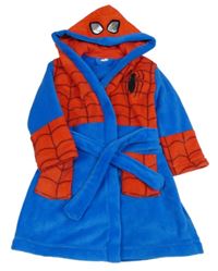 Modro-červený chlupatý župan se Spider-manem a kapucí Marvel