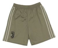 Khaki fotbalové funkční kraťasy s pruhy - Juventus Adidas 