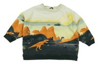 Smetanovo-zelená oversize mikina s dinosaurem Next